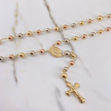 Rosario Virgen Milagrosa 15.6gr / 65cm / 6mm-7mm Bolas Lisas Tres Oros $