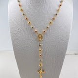 Rosario Virgen Milagrosa 15.6gr / 65cm / 6mm-7mm Bolas Lisas Tres Oros $