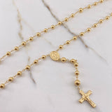Rosario Virgen Milagrosa 12.4gr / 60cm / 5mm-6mm Bolas Lisas Oro Amarillo $