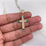 Dije Cruz 2.7gr / 3.5cm / Circones Verdes Blancos Oro Amarillo $