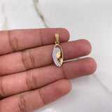 Dije Virgen María 1.15gr / 2.3cm / Silueta Circones Blancos Dos Oros Amarillo Blanco $
