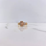 Anillo Cruz Cristo 5.2gr / T8 3/4 / Circones Blancos Tres Oros $