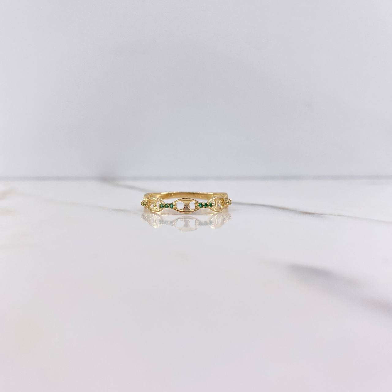 Anillo GC 1.3gr / T8 1/4 / Circones Verdes Oro Amarillo $