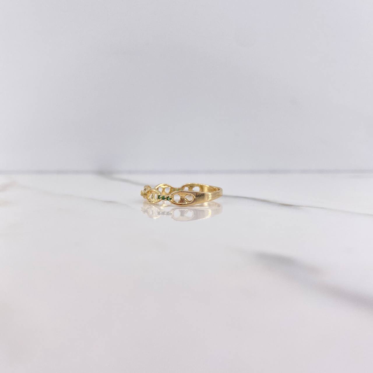 Anillo GC 1.3gr / T8 1/4 / Circones Verdes Oro Amarillo $
