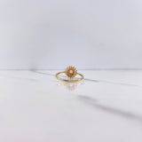 Anillo Flor De Loto 2.3gr / T7 / Circones Blancos Oro Amarillo $