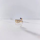 Anillo Lineas Curvas 2.5gr / T6 / Circones Azul Blancos Dos Oros Amarillo Blanco $