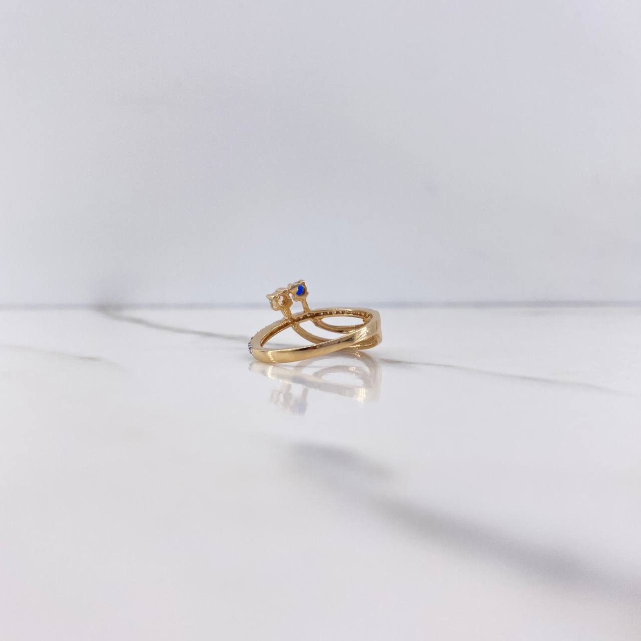 Anillo Lineas Curvas 2.5gr / T6 / Circones Azul Blancos Dos Oros Amarillo Blanco $