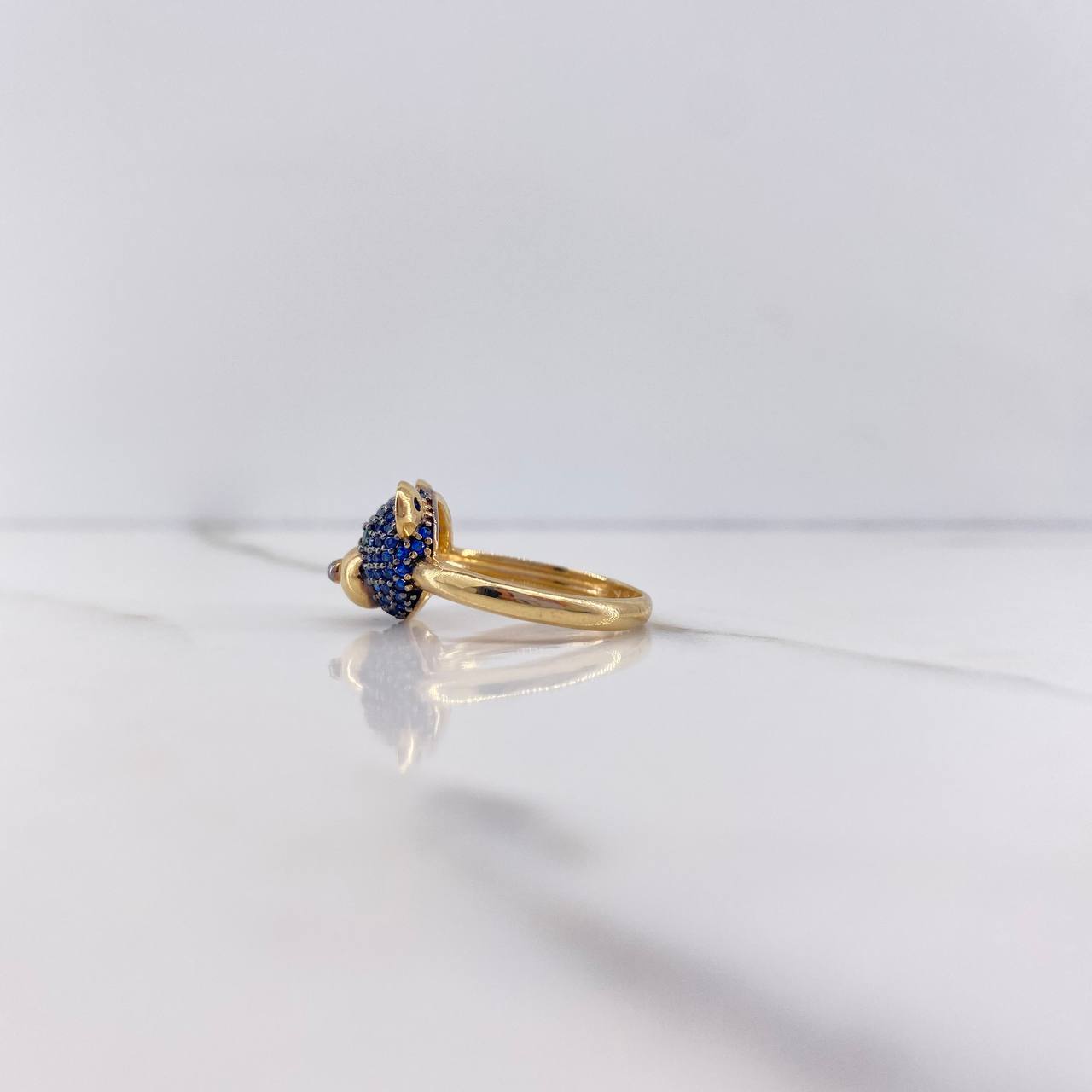 Anillo Rostro Oso 3.95gr / T6 3/4 / Circones Verdes Azules Oro Amarillo $