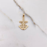 Dije Ancla Timon 2.6gr / 3.2cm / Circones Blancos Oro Amarillo $