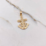 Dije Ancla Timon 2.6gr / 3.2cm / Circones Blancos Oro Amarillo $