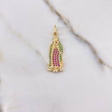Dije Virgen de Guadalupe 3gr / 3.5cm / Circones Fucsia Verdes Oro Amarillo $