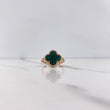 Anillo Trebol 4.2gr / T7 / Malaquita Verde Oro Rosa Nac.Esp. &