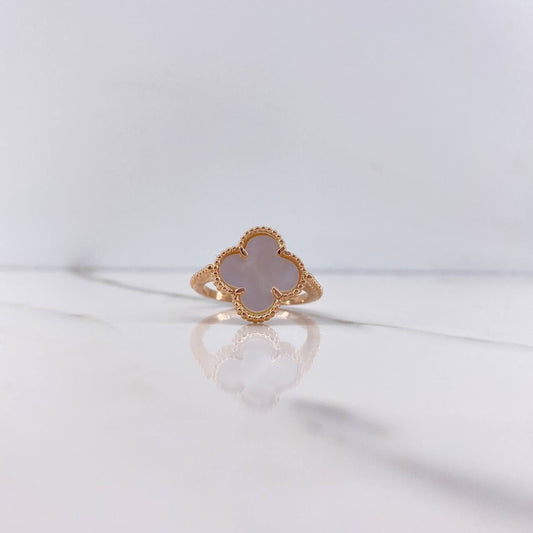 Anillo Trebol 4.25gr / T8 / Nacar Blanco Oro Rosa Nac.Esp. &