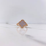 Anillo Trebol 4.25gr / T8 / Nacar Blanco Oro Rosa Nac.Esp. &