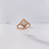 Anillo Trebol 4.25gr / T8 / Nacar Blanco Oro Rosa Nac.Esp. &