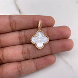 Dije Trebol 3.7gr / 2.7cm / Nacar Blanco Oro Rosa Nac.Esp. &