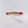 Pulsera Roja Herraje Familia 3.7gr / 3mm-4mm Bolas Diamantadas Oro Amarillo &