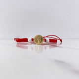 Pulsera Roja Herraje San Gabriel Arcángel 0.8gr / Troquelado Oro Amarillo $