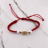 Pulsera Roja Herraje San Gabriel Arcángel 0.8gr / Troquelado Oro Amarillo $