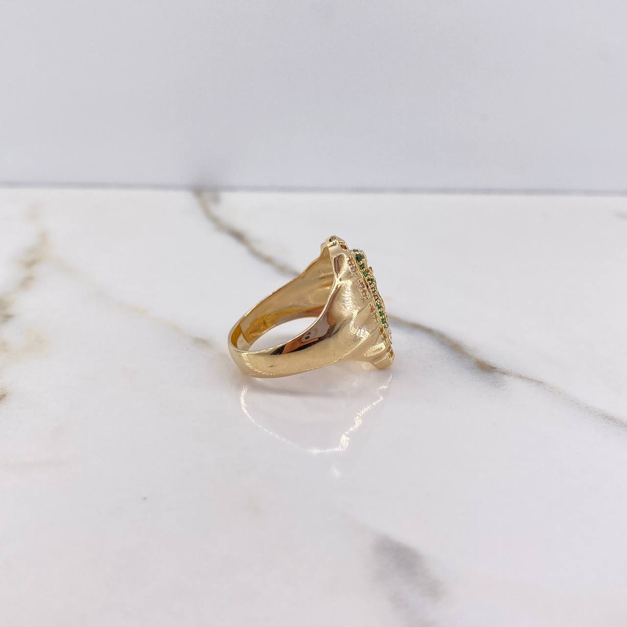 Anillo Virgen de Guadalupe 5.8gr / T7 1/2 / Circones Fucsias Verdes Blancos Oro Amarillo $