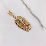 Dije Virgen de Guadalupe 5.95gr / 4.3cm / Circones Colores Oro Amarillo $