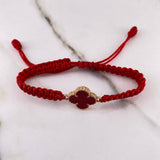 Pulsera Roja Trebol 2.8gr / Resina Roja Oro Amarillo Nac.Esp. $