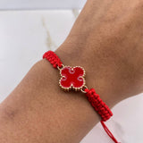 Pulsera Roja Trebol 2.8gr / Resina Roja Oro Amarillo Nac.Esp. $