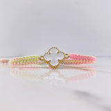Pulsera Bicolor Trebol 3.1gr / Resina Blanca Oro Amarillo Nac.Esp. $
