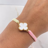 Pulsera Bicolor Trebol 3.1gr / Resina Blanca Oro Amarillo Nac.Esp. $