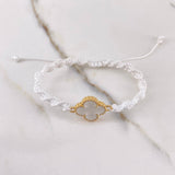 Pulsera Blanca Trebol 2.65gr / Resina Blanca Oro Amarillo Nac.Esp. $