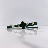 Pulsera Verde Trebol  3.75gr / 5mm Resina Verde Oro Amarillo Nac.Esp. $