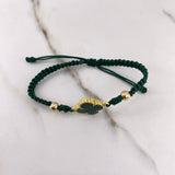 Pulsera Verde Trebol  3.75gr / 5mm Resina Verde Oro Amarillo Nac.Esp. $