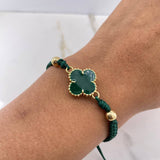 Pulsera Verde Trebol  3.75gr / 5mm Resina Verde Oro Amarillo Nac.Esp. $