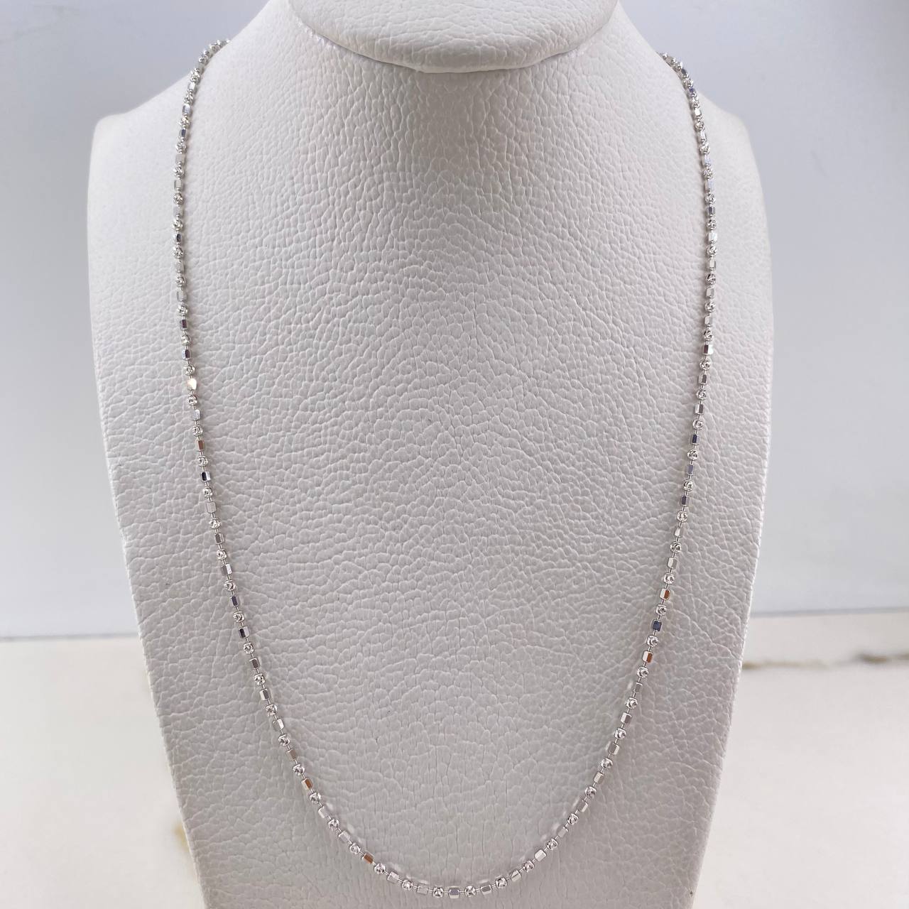 Cadena Morse 5.8gr / 50cm / 2mm Diamantada Oro Blanco +3 &