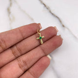 Dije Cruz Bizantina 0.2gr / 1.6cm / Circon Verde Oro Amarillo $