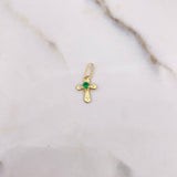 Dije Cruz Bizantina 0.2gr / 1.6cm / Circon Verde Oro Amarillo $
