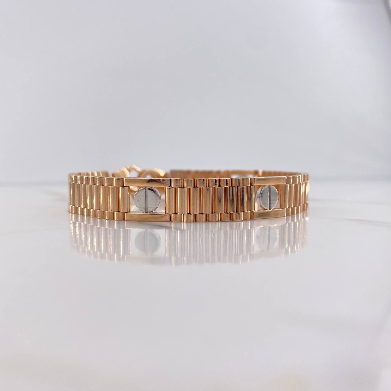 Pulso Correa Reloj 33.05gr / 21cm / Tornillo Dos Oros Blanco Rosa $