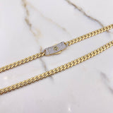 Cadena Cubana 17.2gr / 50cm / 6mm Circones Blancos Dos Oros Amarillo Blanco +2 $