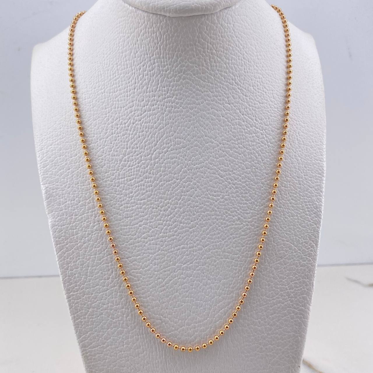 Cadena Militar 7.2gr / 55cm / 1.55mm Bolas Lisas Oro Rosa $