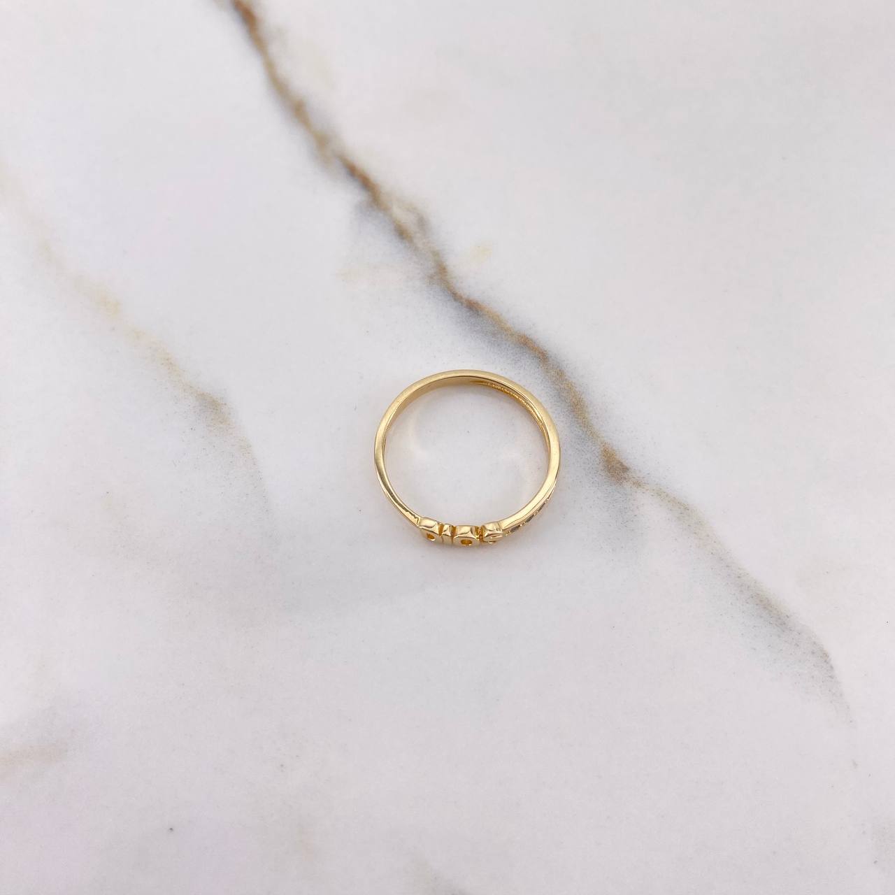 Anillo Dios 1.45gr / T6 1/4 / Circones Azules Oro Amarillo &