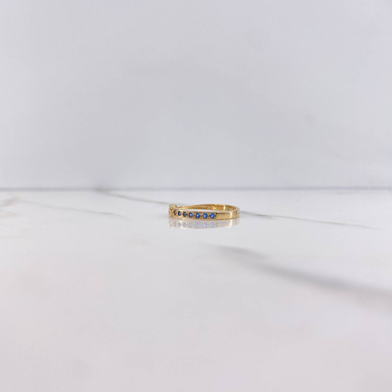 Anillo Dios 1.45gr / T6 1/4 / Circones Azules Oro Amarillo &