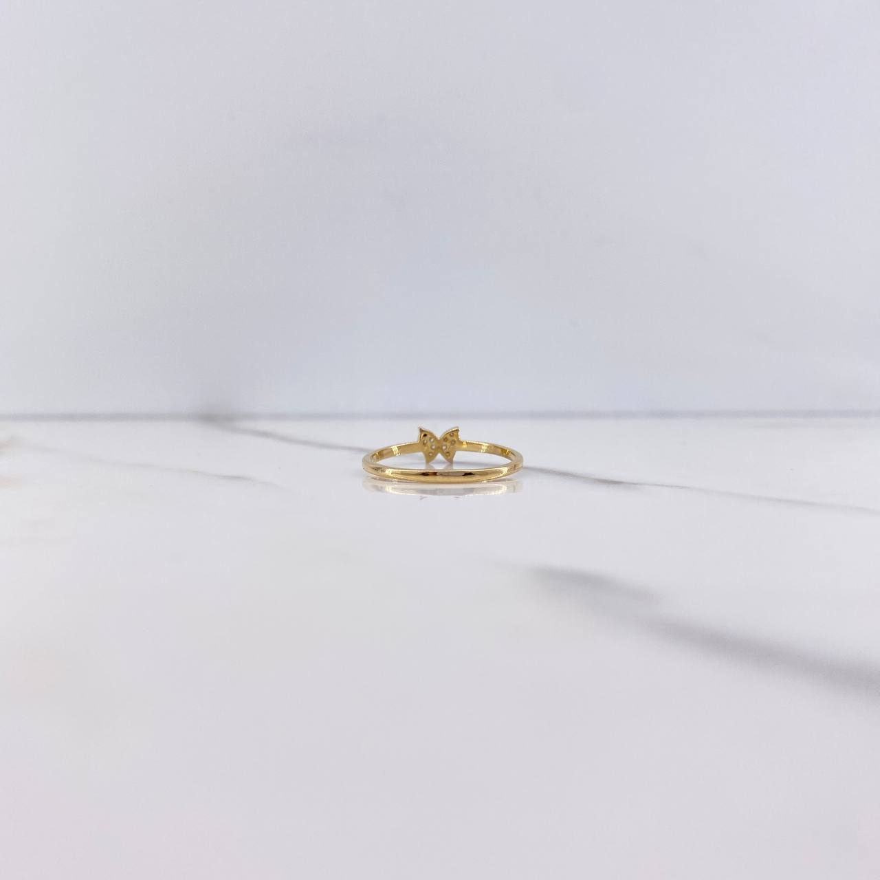 Anillo Mariposa 1.3gr / T7 / Circones Blancos Oro Amarillo &