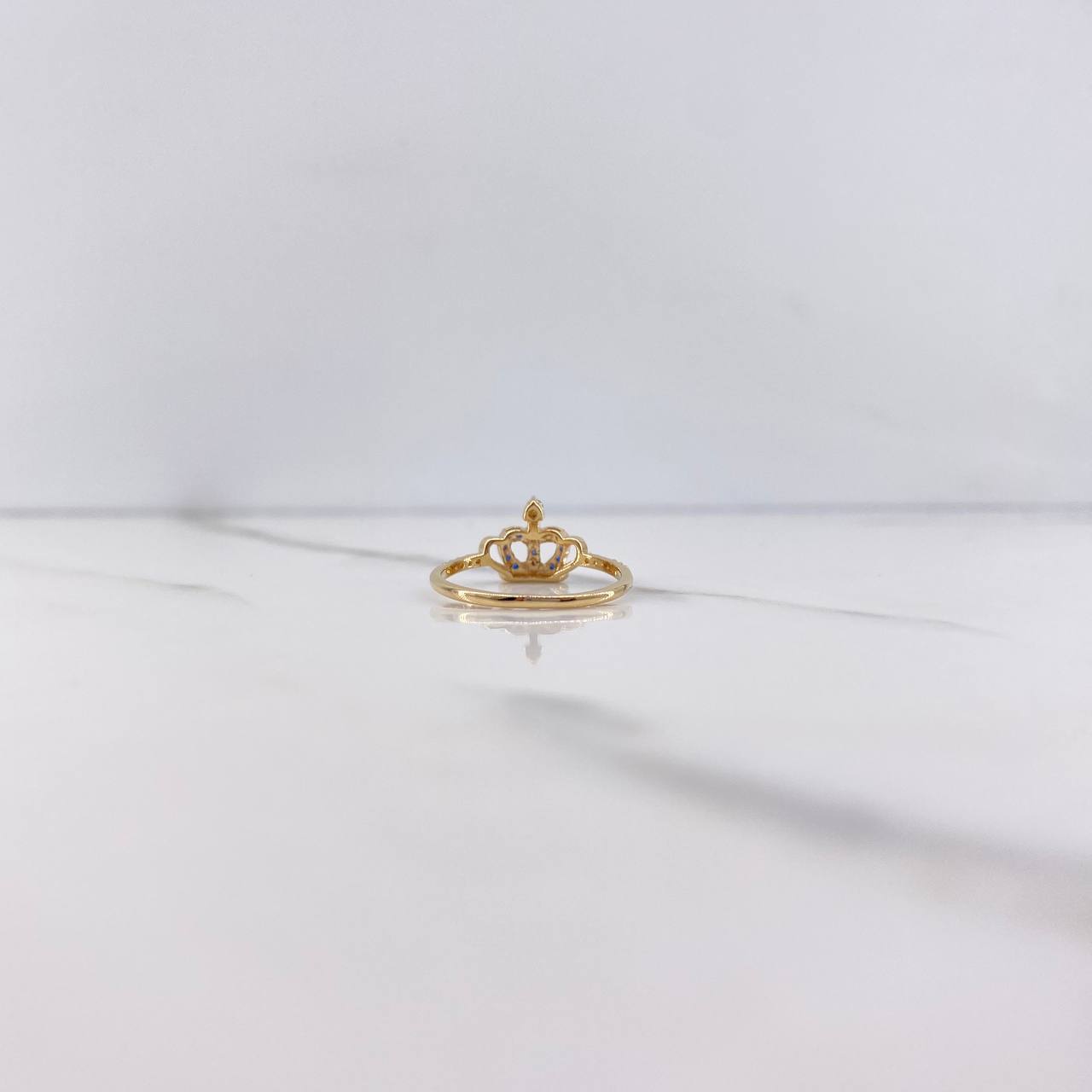 Anillo Corona 1.5gr / T5 1/4 / Circones Azules Blancos Oro Amarillo &