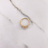 Anillo Solitario Cajon 2.1gr / T5 3/4 / Circones Blancos Dos Oros Amarillo Blanco &
