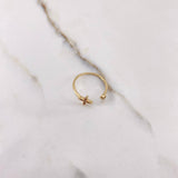 Anillo Abrazo Flor 1.3gr / T6 1/4 / Circones Blancos Oro Amarillo &