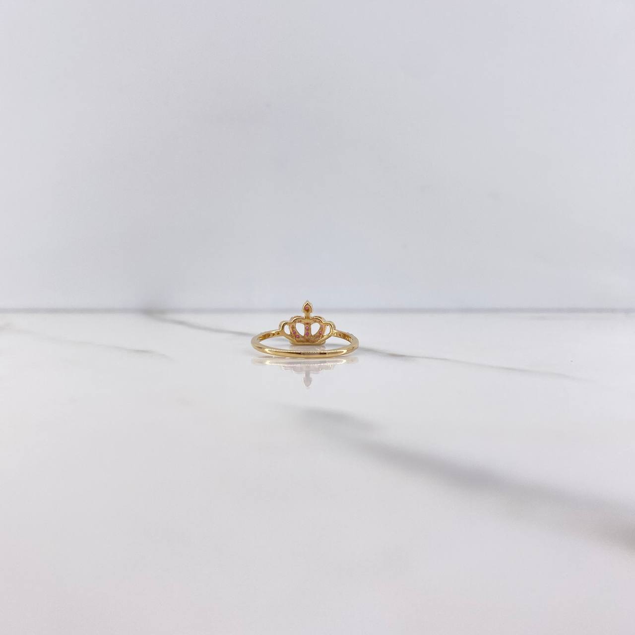 Anillo Corona 1.4gr / T5 1/2 / Circones Fucsia Blancos Oro Amarillo &