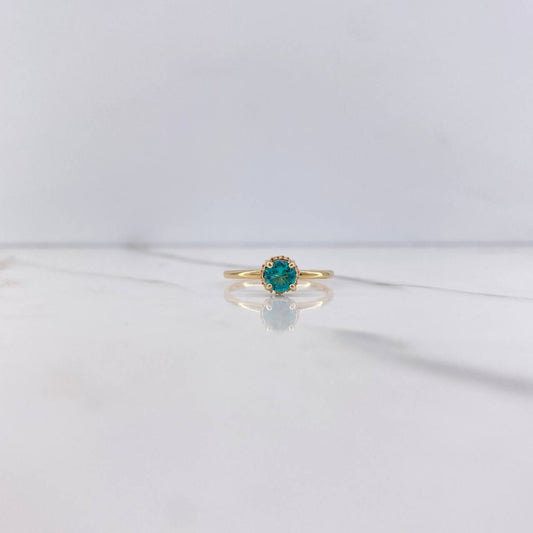 Anillo Solitario 2.05gr / T7 1/2 / Circones Azul Blancos Oro Amarillo &