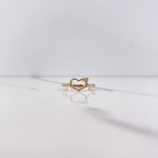 Anillo Silueta Corazon 1.75gr / T5 3/4 / Circones Blancos Oro Amarillo &