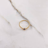 Anillo Tiara En V 1.3gr / T7 1/4 / Circones Azul Blancos Oro Amarillo &