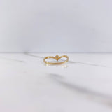 Anillo Tiara En V 1.3gr / T7 1/4 / Circones Azul Blancos Oro Amarillo &